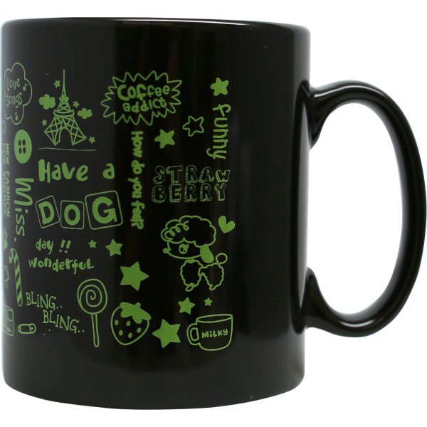 BLACKIE, mug noir en sérigraphie, 250 ml