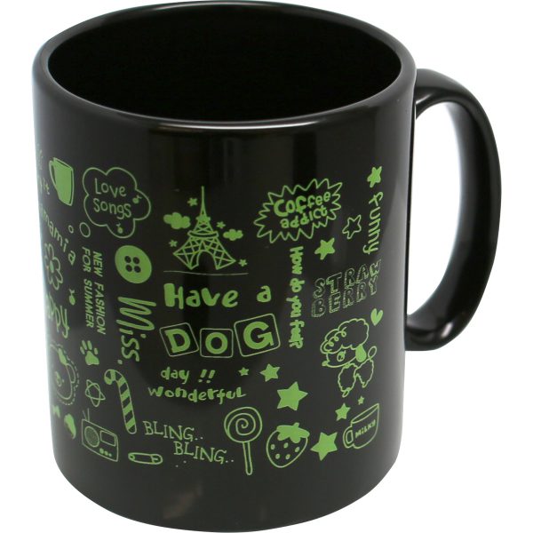 BLACKIE, mug noir en sérigraphie, 250 ml