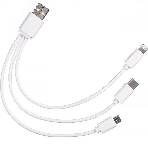 Câble 3 en 1 pour iPhone Lightning, Micro USB|Usb-C